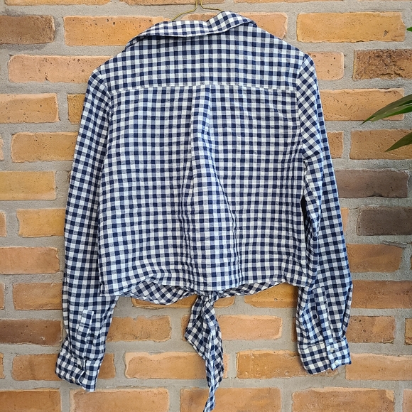 Checkered tie up shirt, Size 6, blue and white - Picture 3 of 3